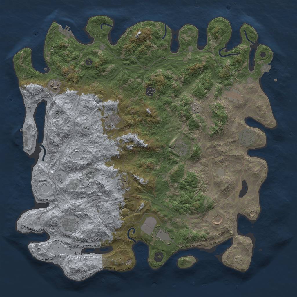 Rust Map: Procedural Map, Size: 4500, Seed: 3816342, 19 Monuments