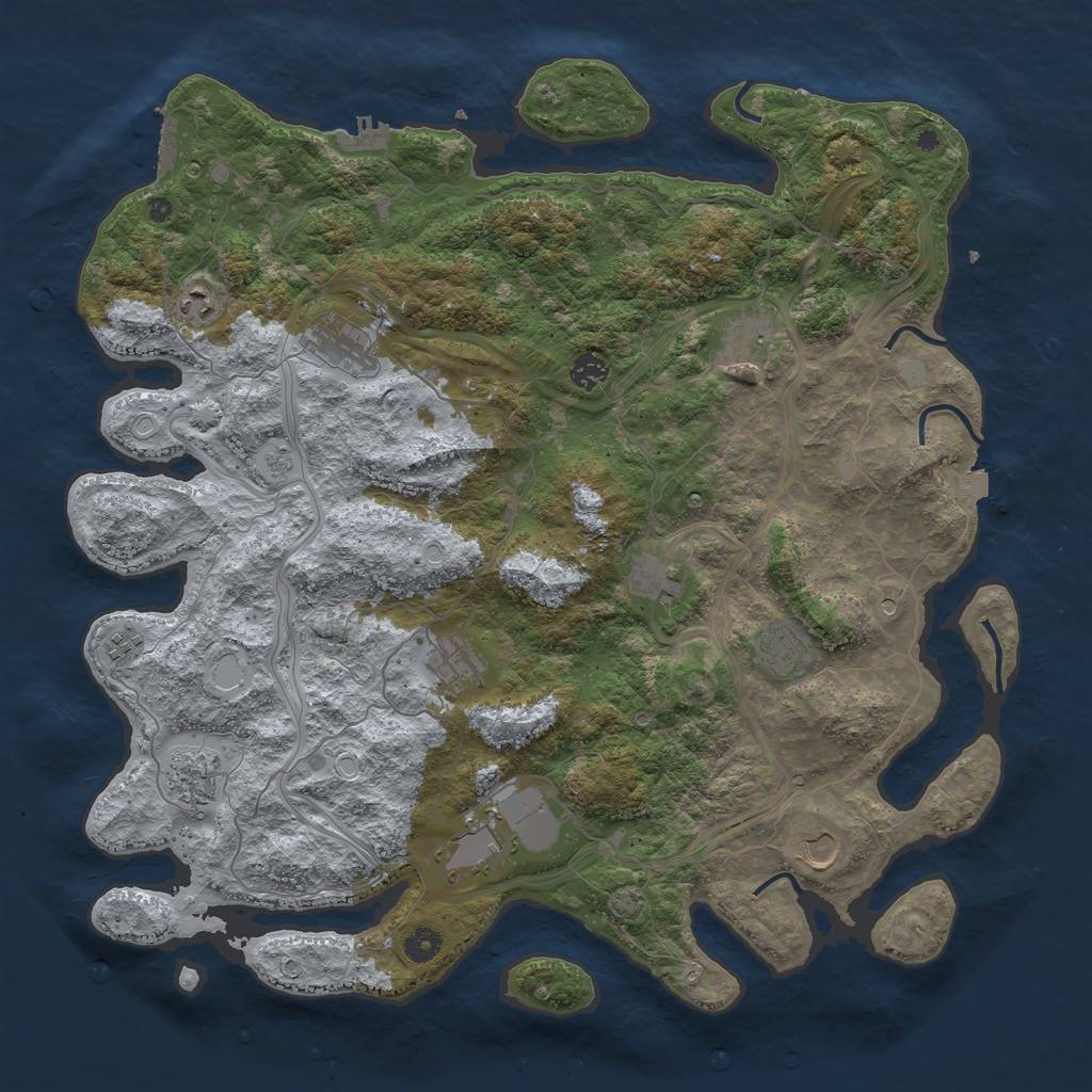 Rust Map: Procedural Map, Size: 4500, Seed: 522433, 19 Monuments