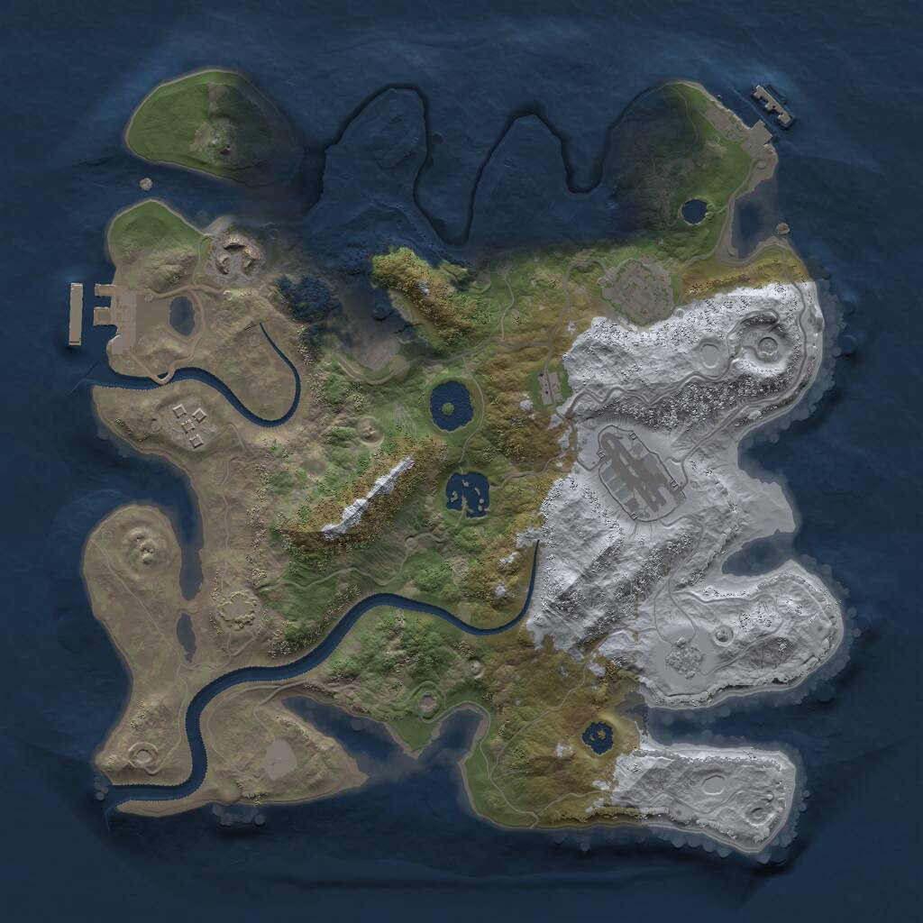 Rust Map: Procedural Map, Size: 3000, Seed: 1807750854, 12 Monuments