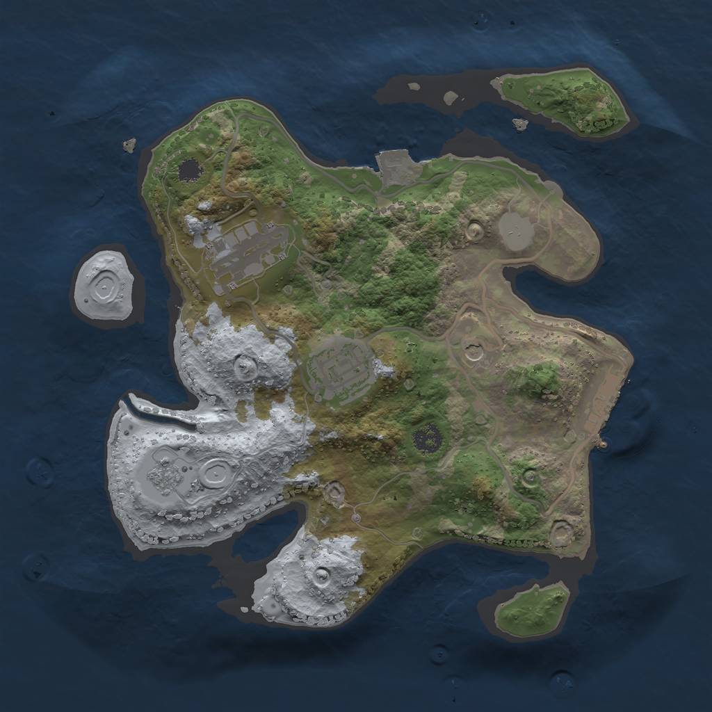 Rust Map: Procedural Map, Size: 2500, Seed: 41233553, 8 Monuments