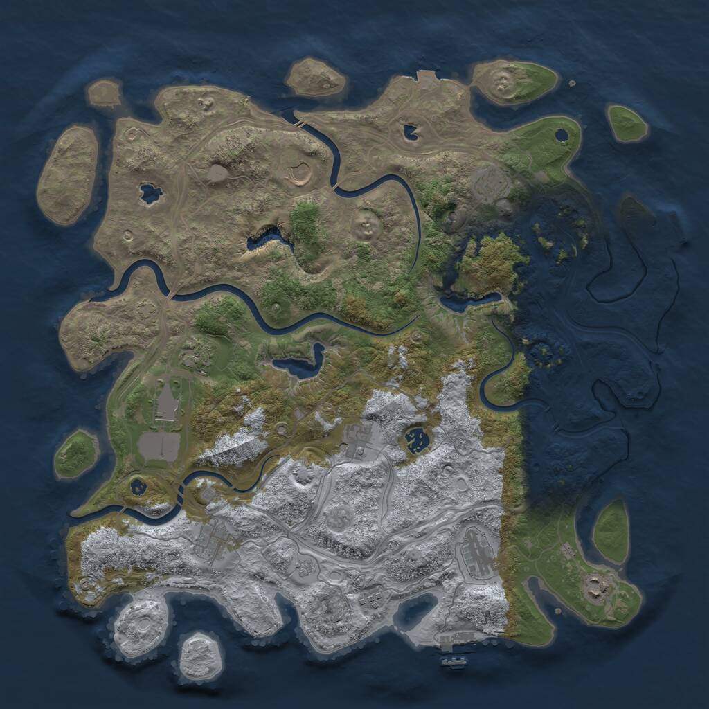 Rust Map: Procedural Map, Size: 4500, Seed: 2586734, 16 Monuments