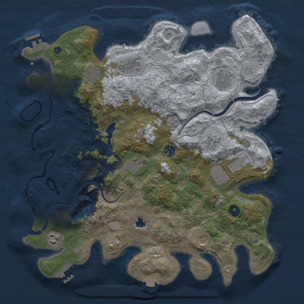 Rust Map: Procedural Map, Size: 4000, Seed: 738128829, 16 Monuments