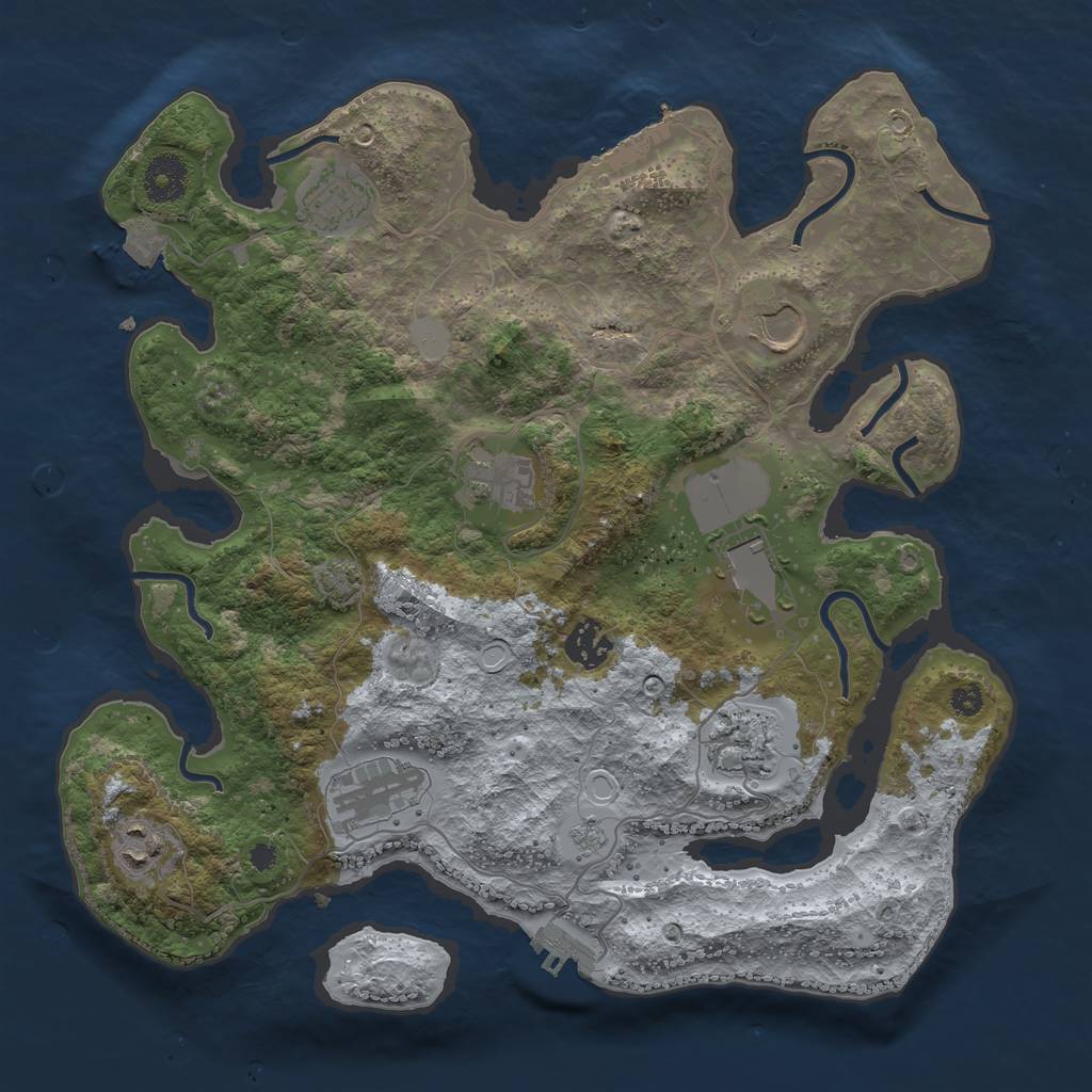 Rust Map: Procedural Map, Size: 3500, Seed: 399891493, 15 Monuments