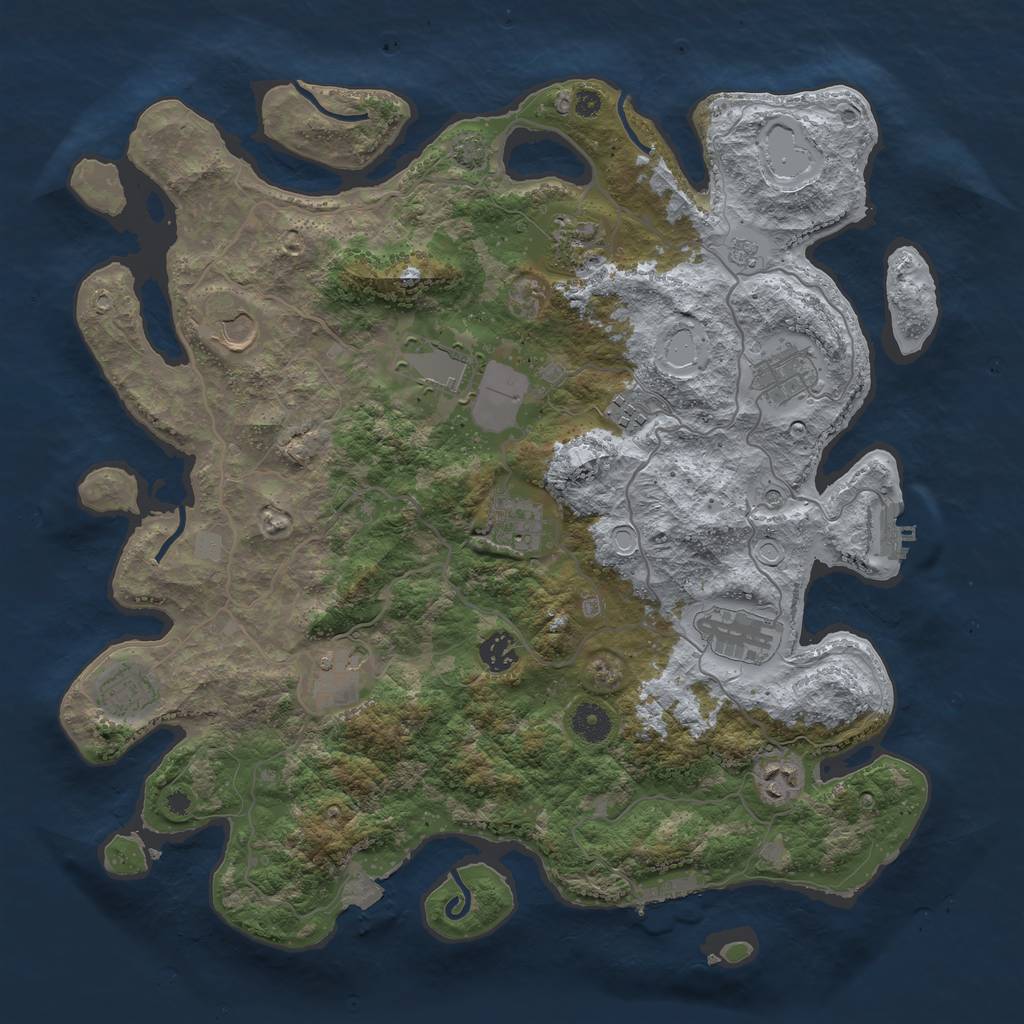 Rust Map: Procedural Map, Size: 4000, Seed: 8865554, 19 Monuments