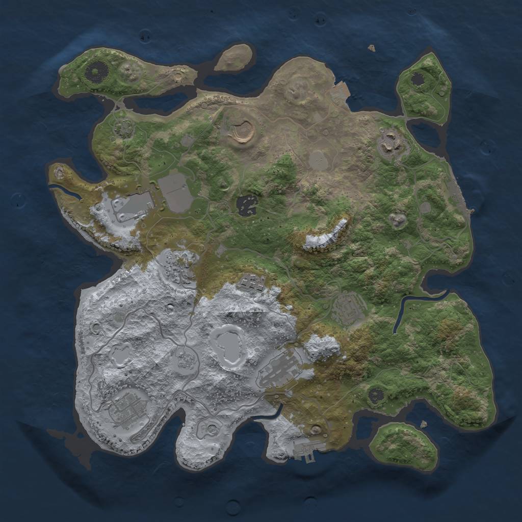 Rust Map: Procedural Map, Size: 3500, Seed: 2121706393, 17 Monuments