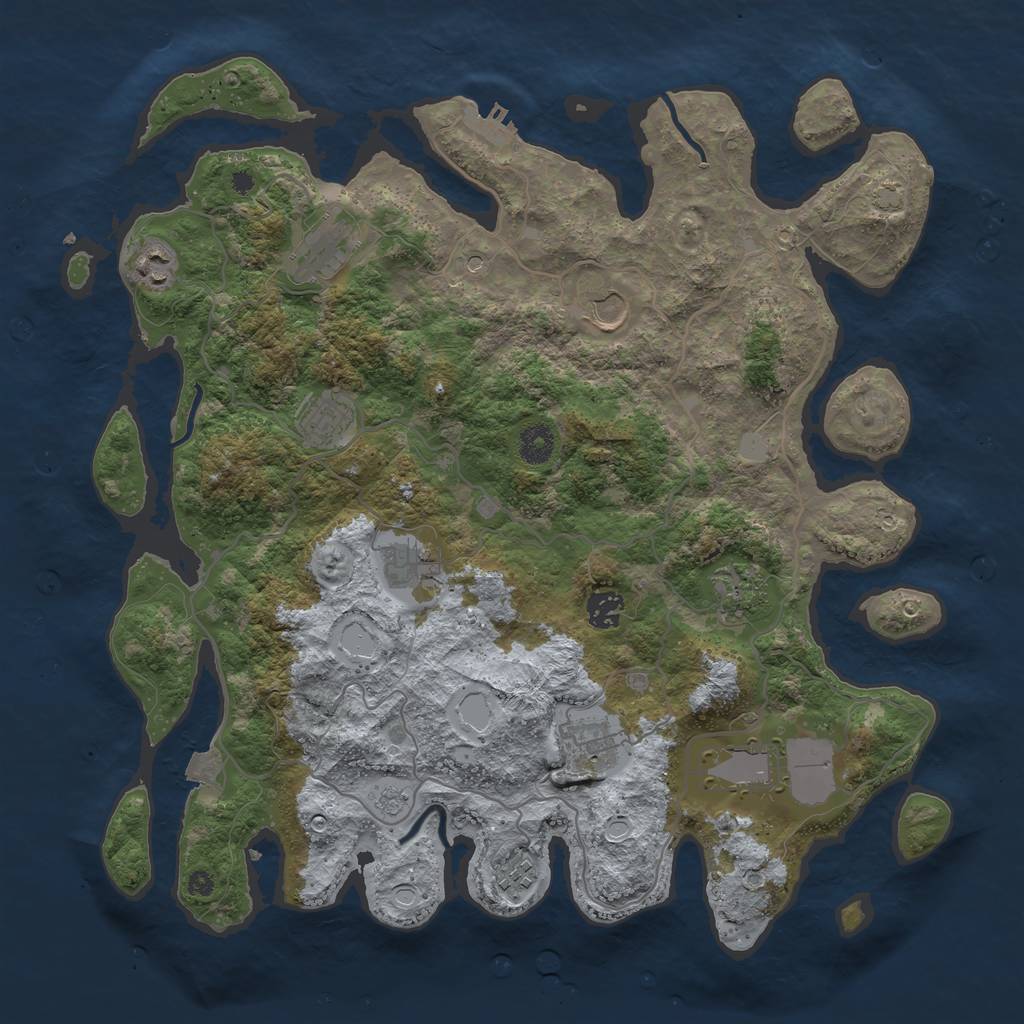 Rust Map: Procedural Map, Size: 4000, Seed: 656866156, 17 Monuments
