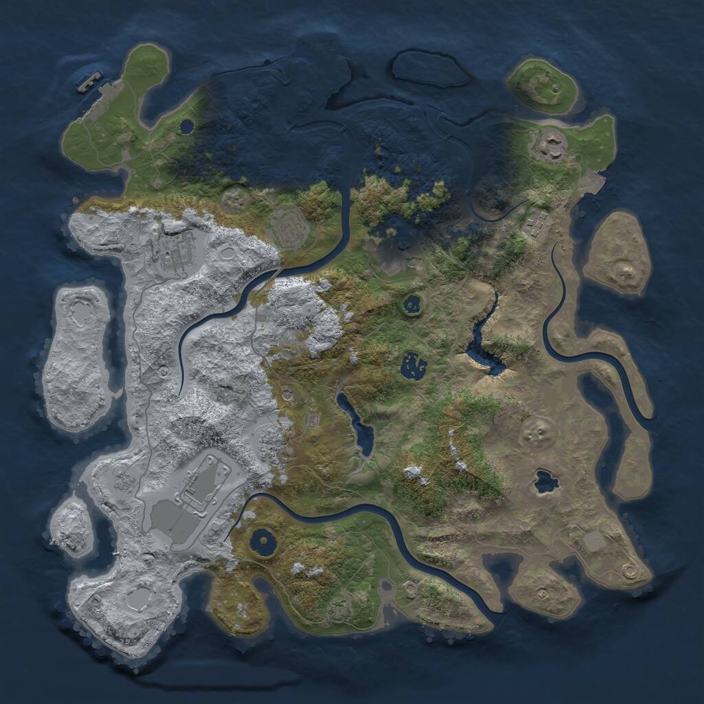 Rust Map: Procedural Map, Size: 4000, Seed: 952280632, 16 Monuments