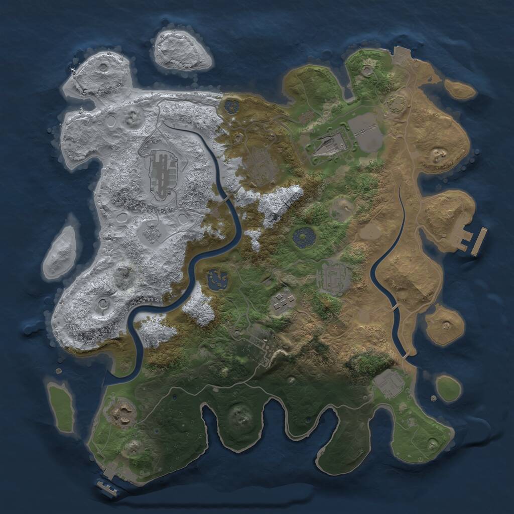 Rust Map: Procedural Map, Size: 3500, Seed: 518676120, 16 Monuments