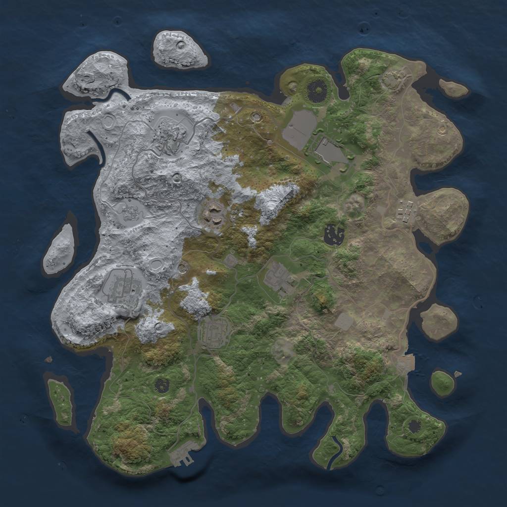 Rust Map: Procedural Map, Size: 3500, Seed: 518676120, 15 Monuments