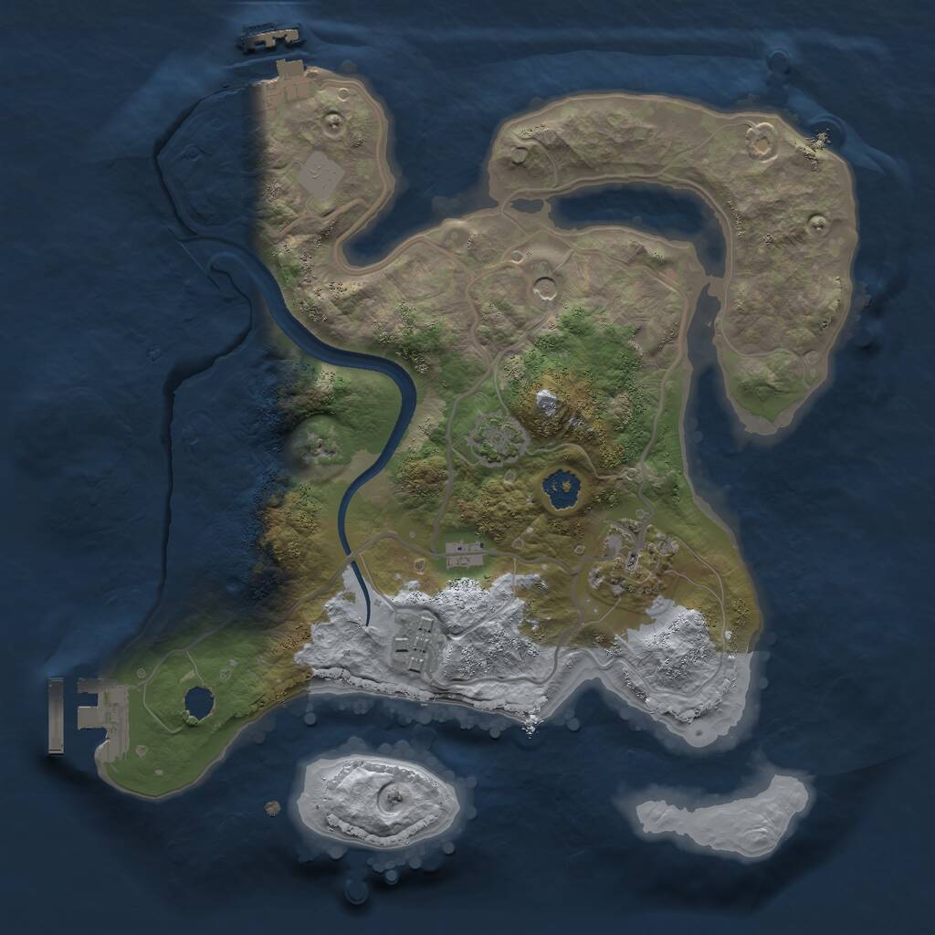 Rust Map: Procedural Map, Size: 2500, Seed: 286436228, 7 Monuments