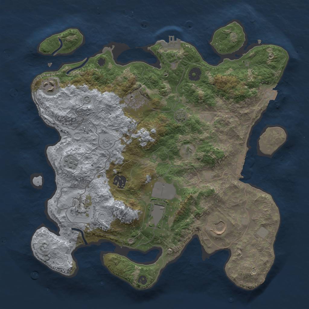 Rust Map: Procedural Map, Size: 3500, Seed: 2054094458, 15 Monuments