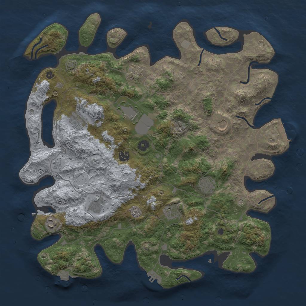 Rust Map: Procedural Map, Size: 4096, Seed: 1423566289, 18 Monuments