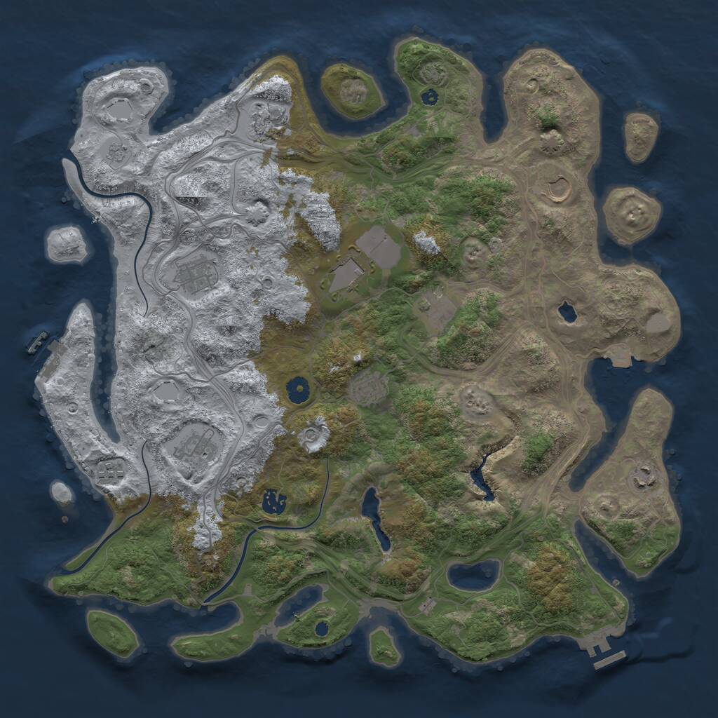Rust Map: Procedural Map, Size: 4300, Seed: 107012, 16 Monuments