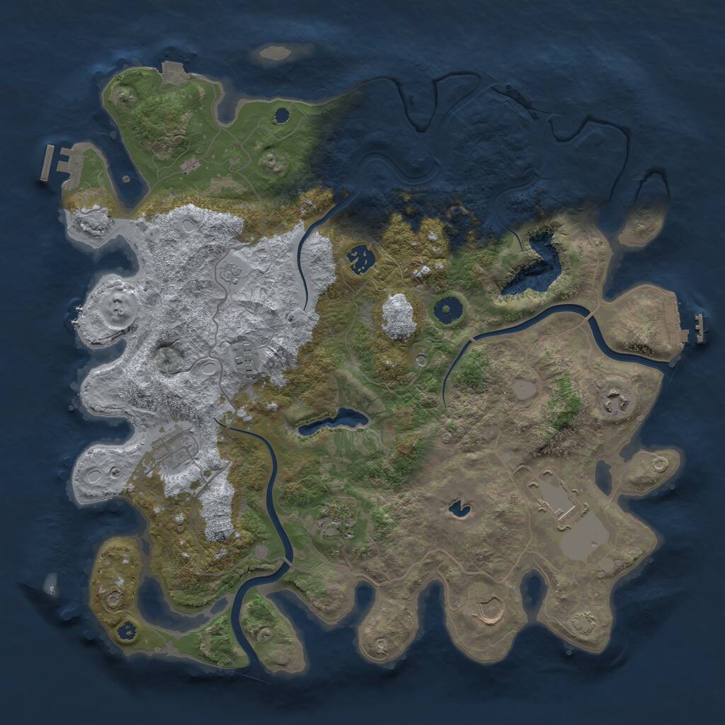 Rust Map: Procedural Map, Size: 4000, Seed: 80266011, 13 Monuments