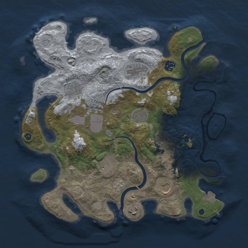 Rust Map: Procedural Map, Size: 3500, Seed: 30971335, 14 Monuments