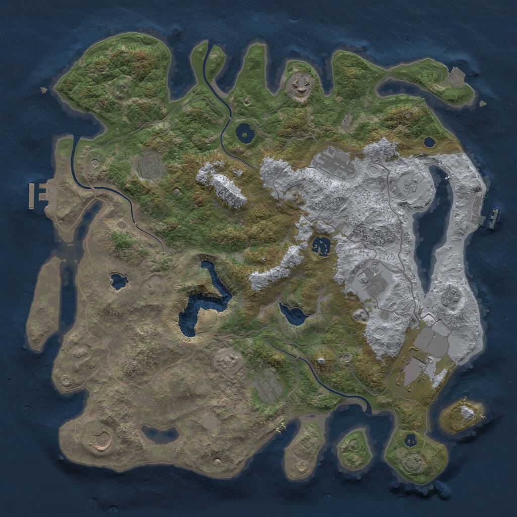 Rust Map: Procedural Map, Size: 4050, Seed: 2463048, 15 Monuments