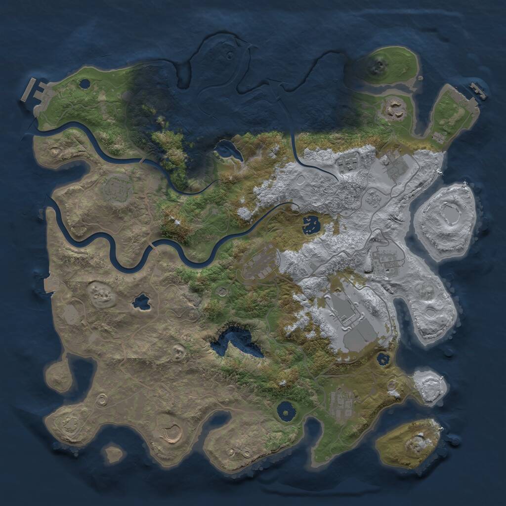 Rust Map: Procedural Map, Size: 4000, Seed: 2054657281, 16 Monuments