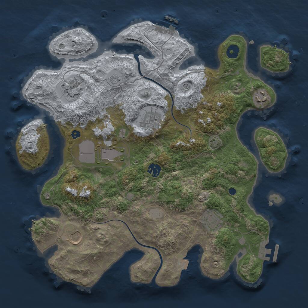 Rust Map: Procedural Map, Size: 3500, Seed: 1917413925, 13 Monuments