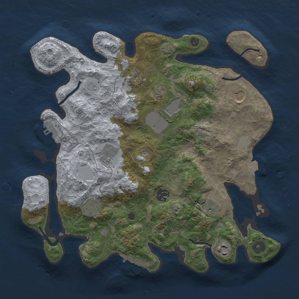 Rust Map: Procedural Map, Size: 3500, Seed: 44429399, 16 Monuments