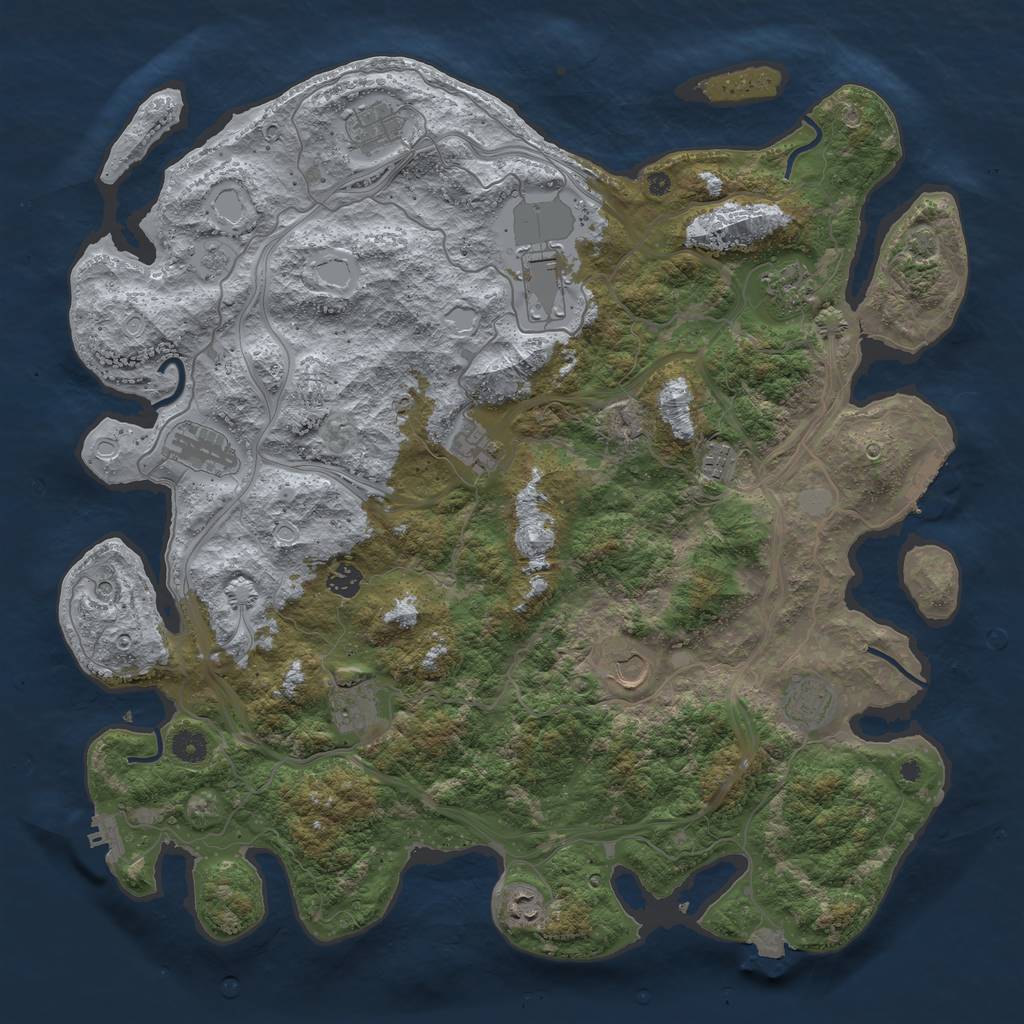 Rust Map: Procedural Map, Size: 4500, Seed: 1210827567, 19 Monuments