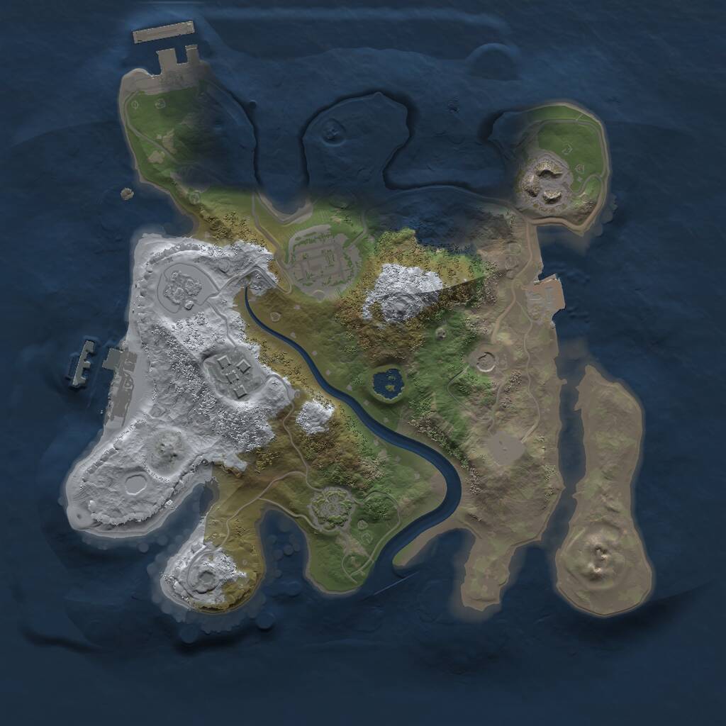 Rust Map: Procedural Map, Size: 2400, Seed: 1447816741, 9 Monuments