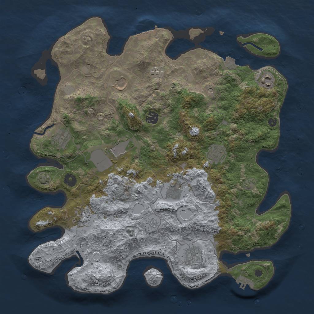 Rust Map: Procedural Map, Size: 3700, Seed: 668409177, 18 Monuments