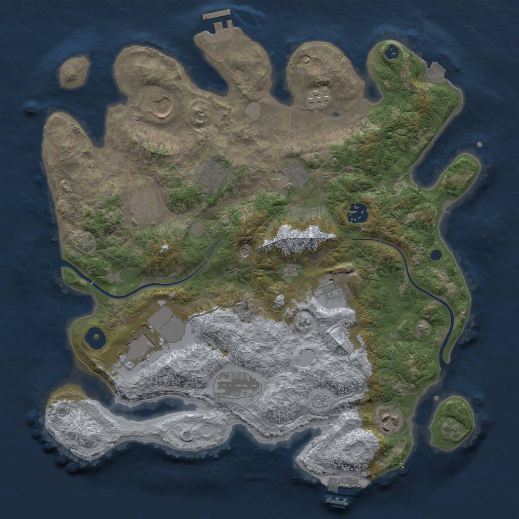 Rust Map: Procedural Map, Size: 3750, Seed: 287713855, 16 Monuments