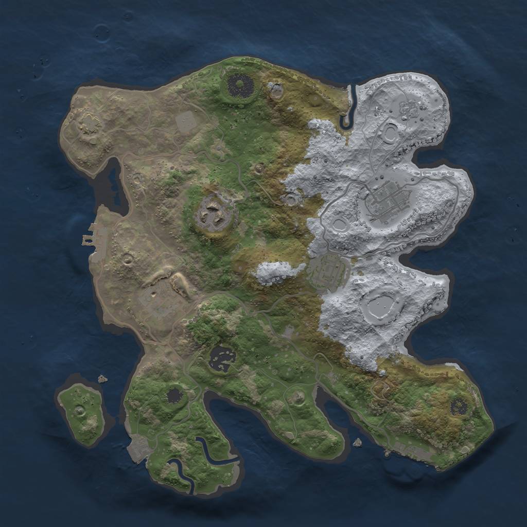 Rust Map: Procedural Map, Size: 3000, Seed: 766511010, 12 Monuments