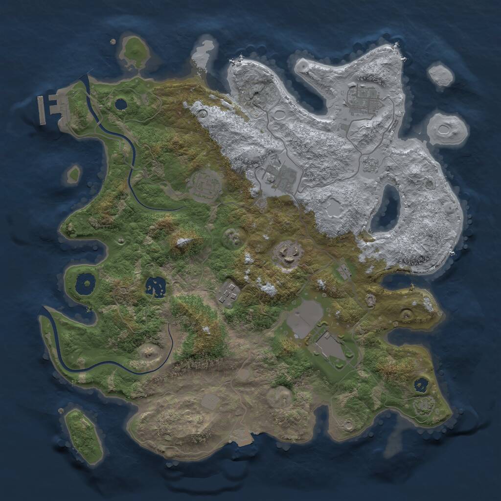 Rust Map: Procedural Map, Size: 3500, Seed: 1872568, 11 Monuments