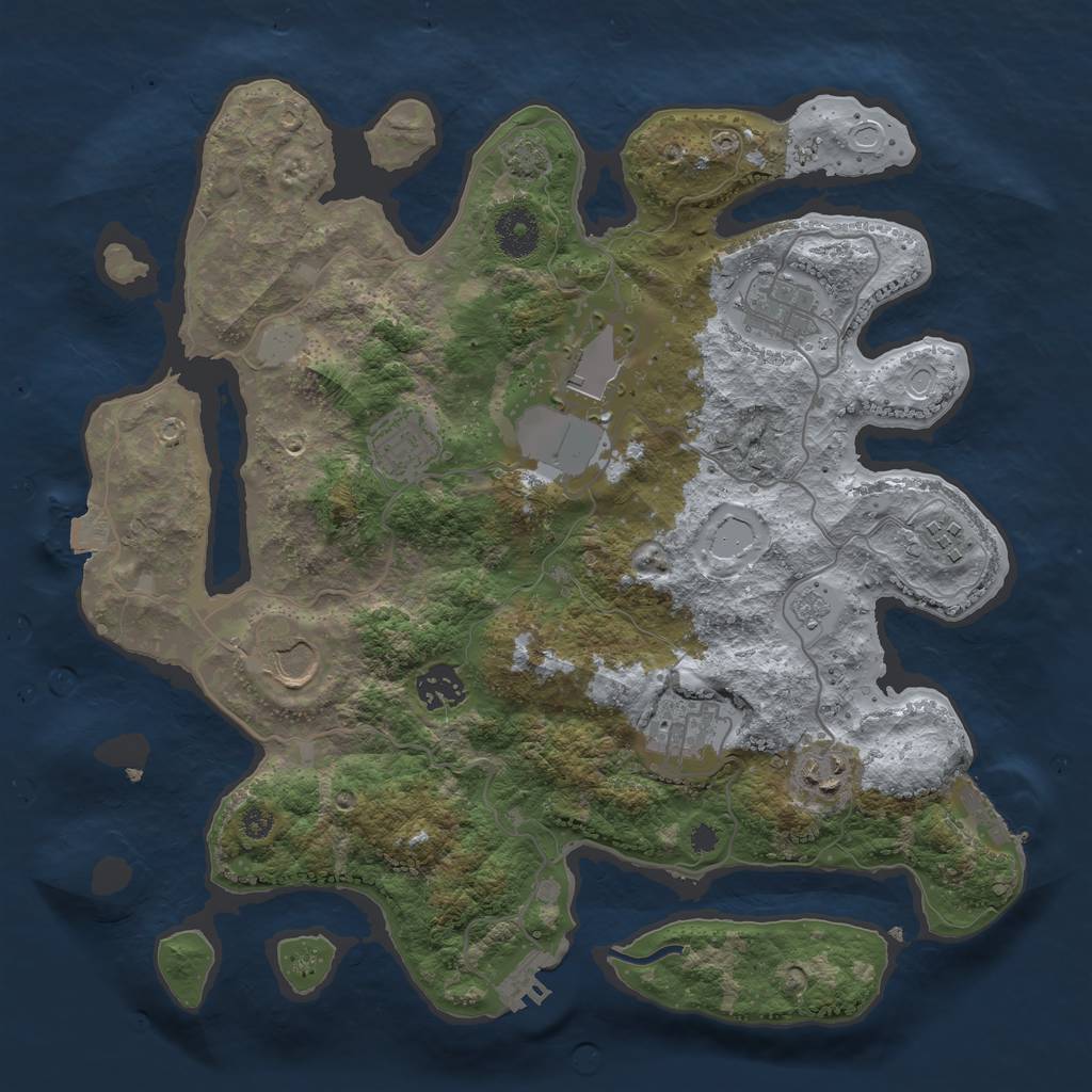 Rust Map: Procedural Map, Size: 3500, Seed: 36520706, 15 Monuments