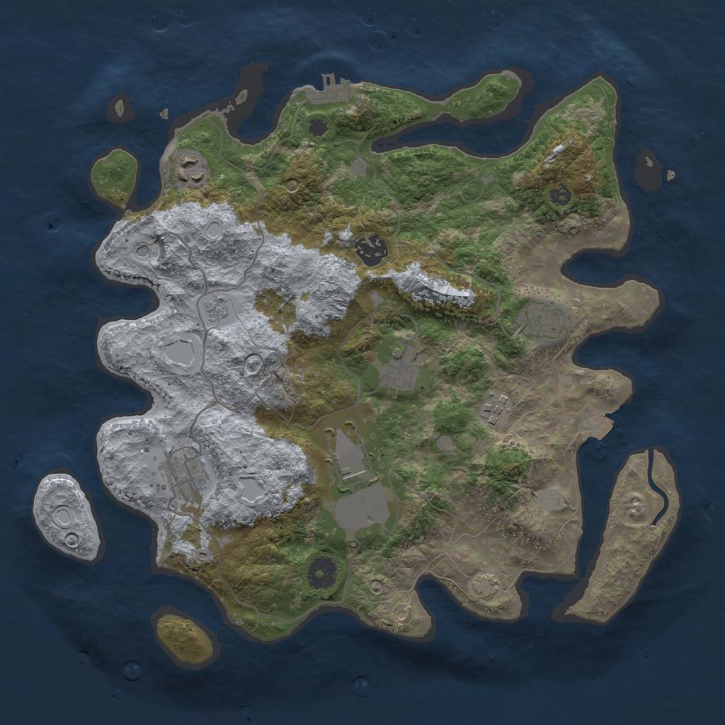 Rust Map: Procedural Map, Size: 3500, Seed: 3453567, 14 Monuments