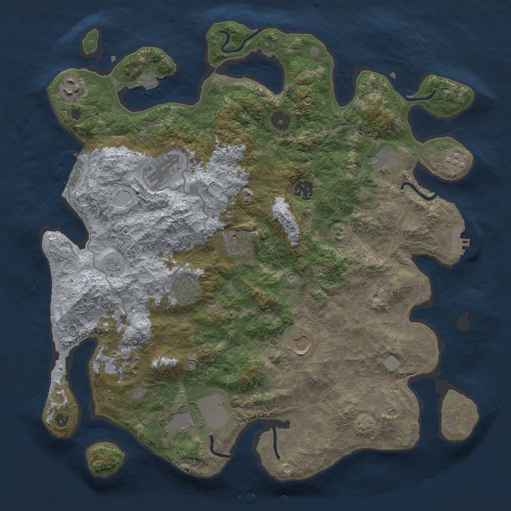 Rust Map: Procedural Map, Size: 4000, Seed: 12107718, 18 Monuments
