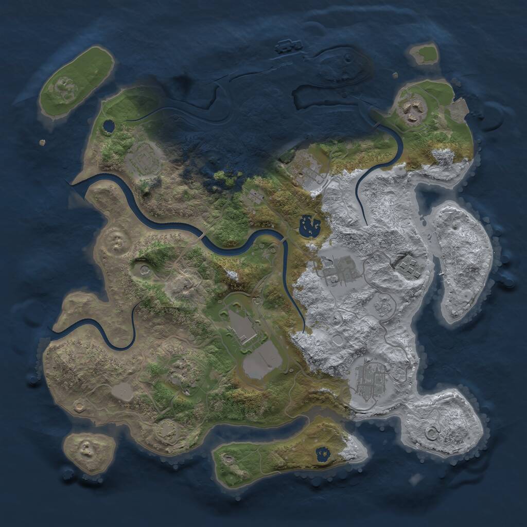 Rust Map: Procedural Map, Size: 3500, Seed: 6427689, 14 Monuments