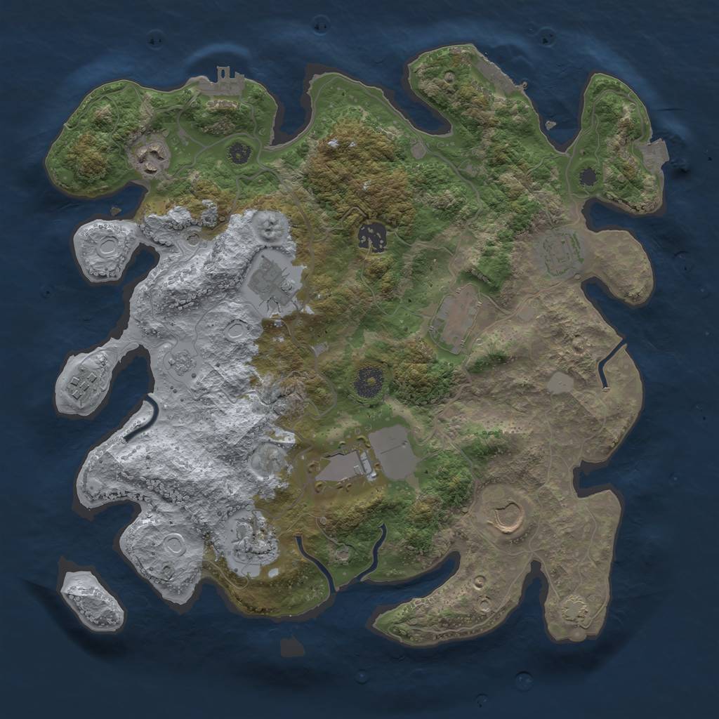 Rust Map: Procedural Map, Size: 3500, Seed: 1467258534, 17 Monuments