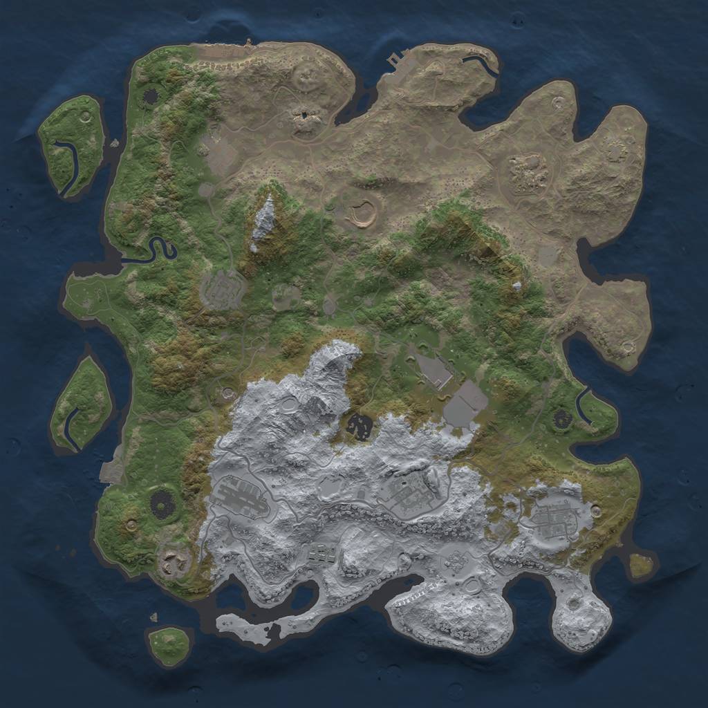 Rust Map: Procedural Map, Size: 4000, Seed: 933387362, 19 Monuments