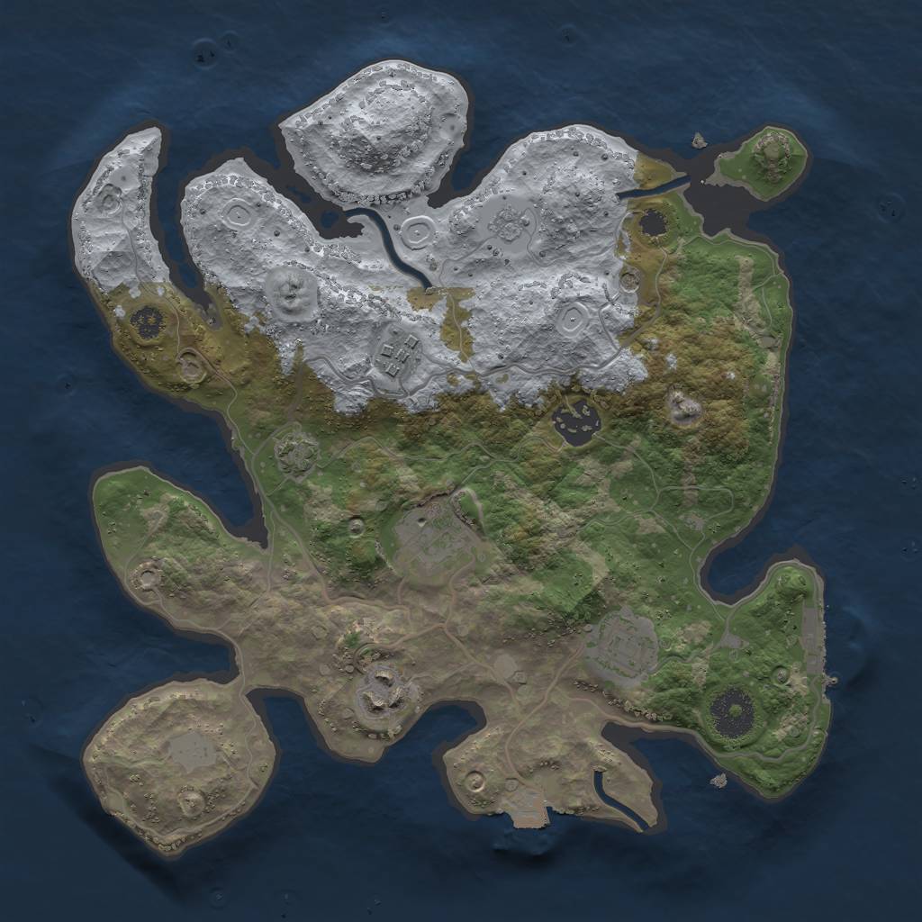 Rust Map: Procedural Map, Size: 3000, Seed: 69349, 12 Monuments