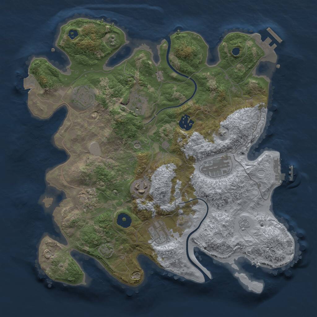 Rust Map: Procedural Map, Size: 3300, Seed: 1396106475, 13 Monuments