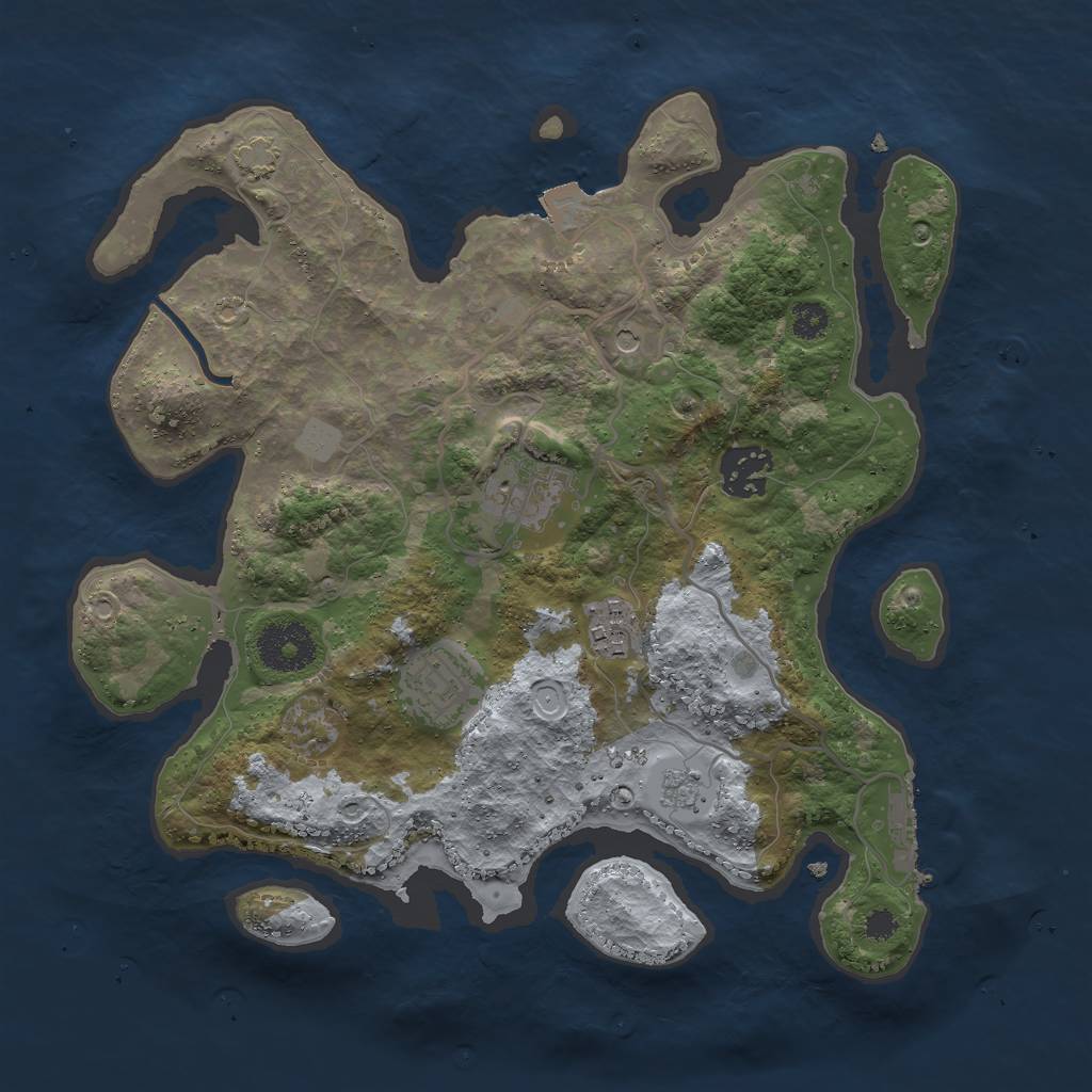 Rust Map: Procedural Map, Size: 3000, Seed: 119960541, 11 Monuments