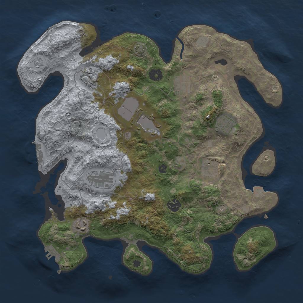 Rust Map: Procedural Map, Size: 3500, Seed: 383425146, 16 Monuments