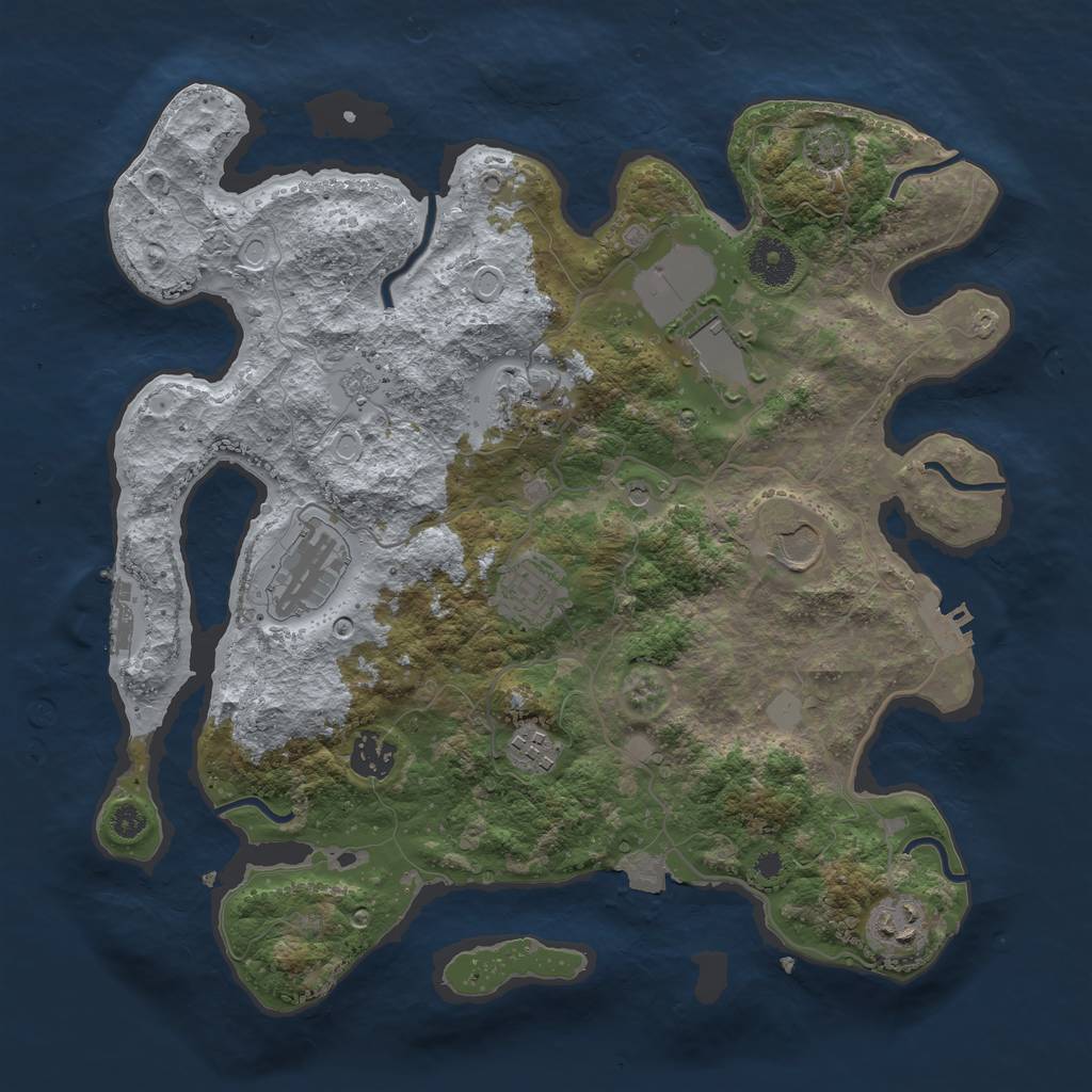 Rust Map: Procedural Map, Size: 3500, Seed: 42069691, 16 Monuments