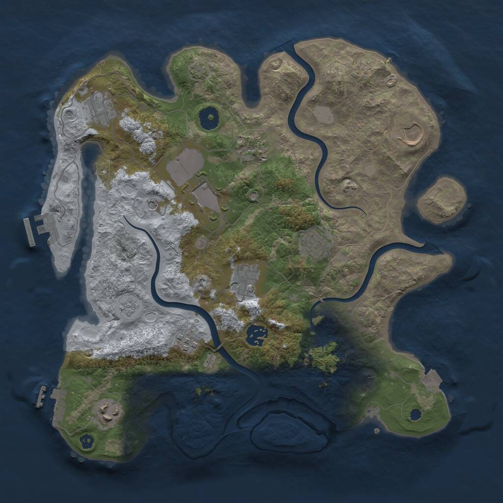 Rust Map: Procedural Map, Size: 3500, Seed: 760469103, 15 Monuments