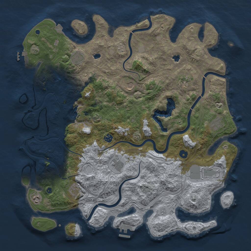 Rust Map: Procedural Map, Size: 4500, Seed: 365364, 16 Monuments