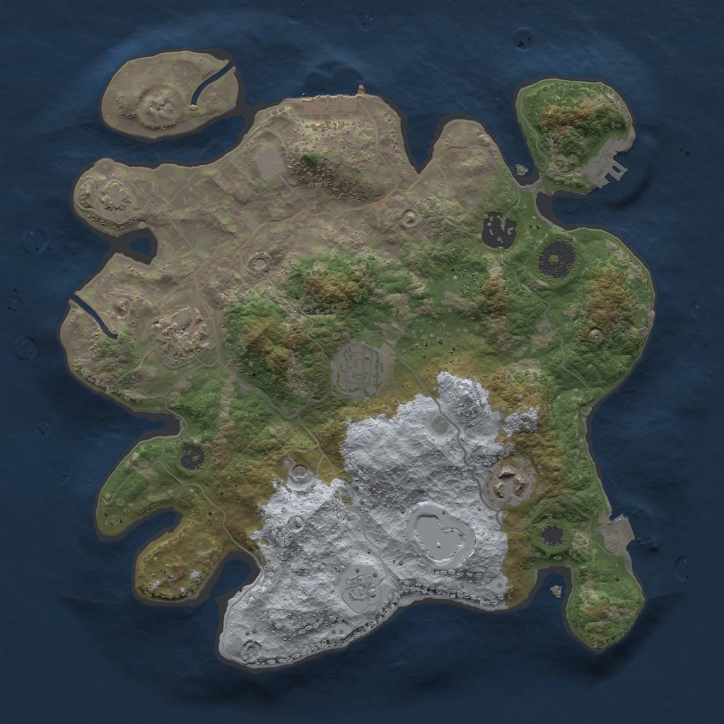 Rust Map: Procedural Map, Size: 3000, Seed: 9554, 12 Monuments