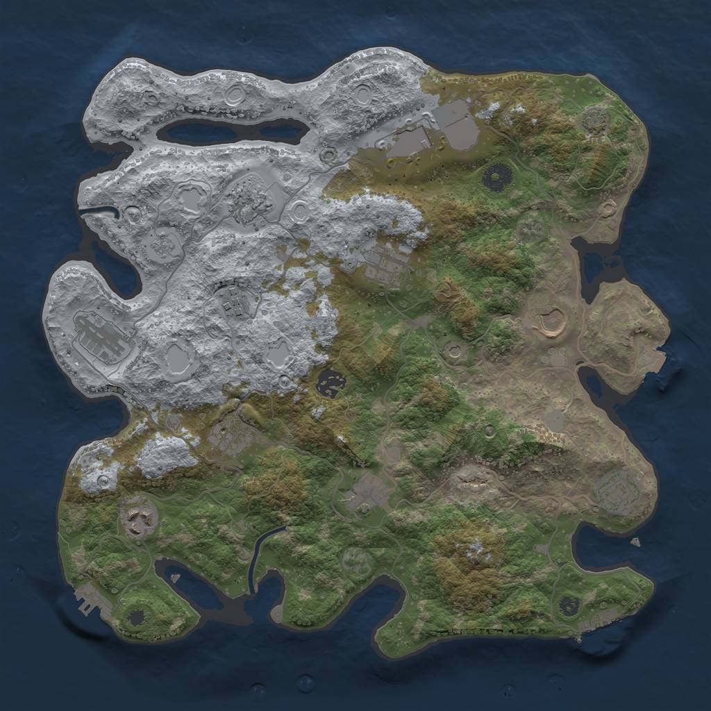 Rust Map: Procedural Map, Size: 3700, Seed: 1124404972, 19 Monuments