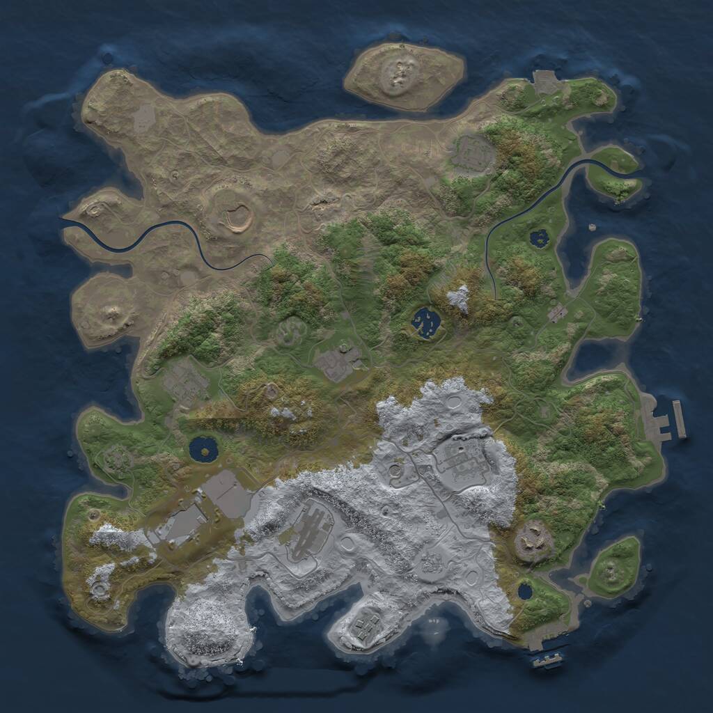 Rust Map: Procedural Map, Size: 3800, Seed: 633636361, 16 Monuments