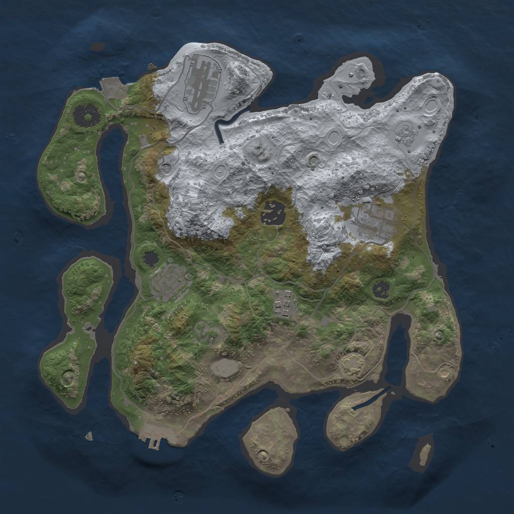 Rust Map: Procedural Map, Size: 3000, Seed: 30064115, 12 Monuments