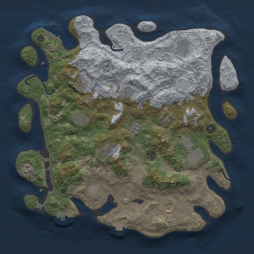 Rust Map: Procedural Map, Size: 4000, Seed: 44310881, 19 Monuments