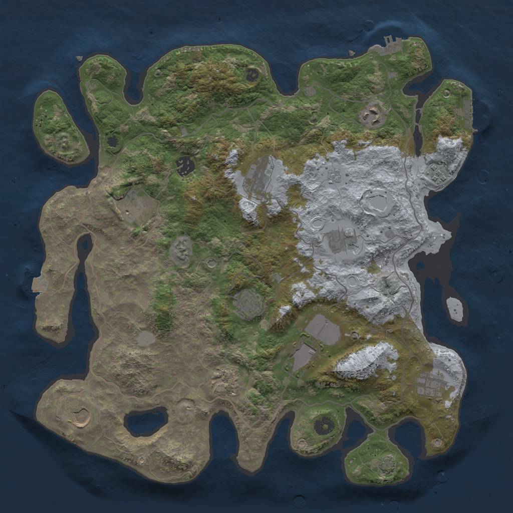Rust Map: Procedural Map, Size: 4000, Seed: 86180969, 19 Monuments