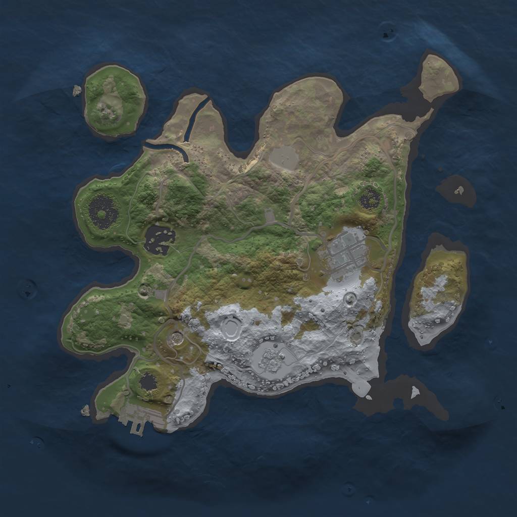 Rust Map: Procedural Map, Size: 2500, Seed: 430064115, 8 Monuments