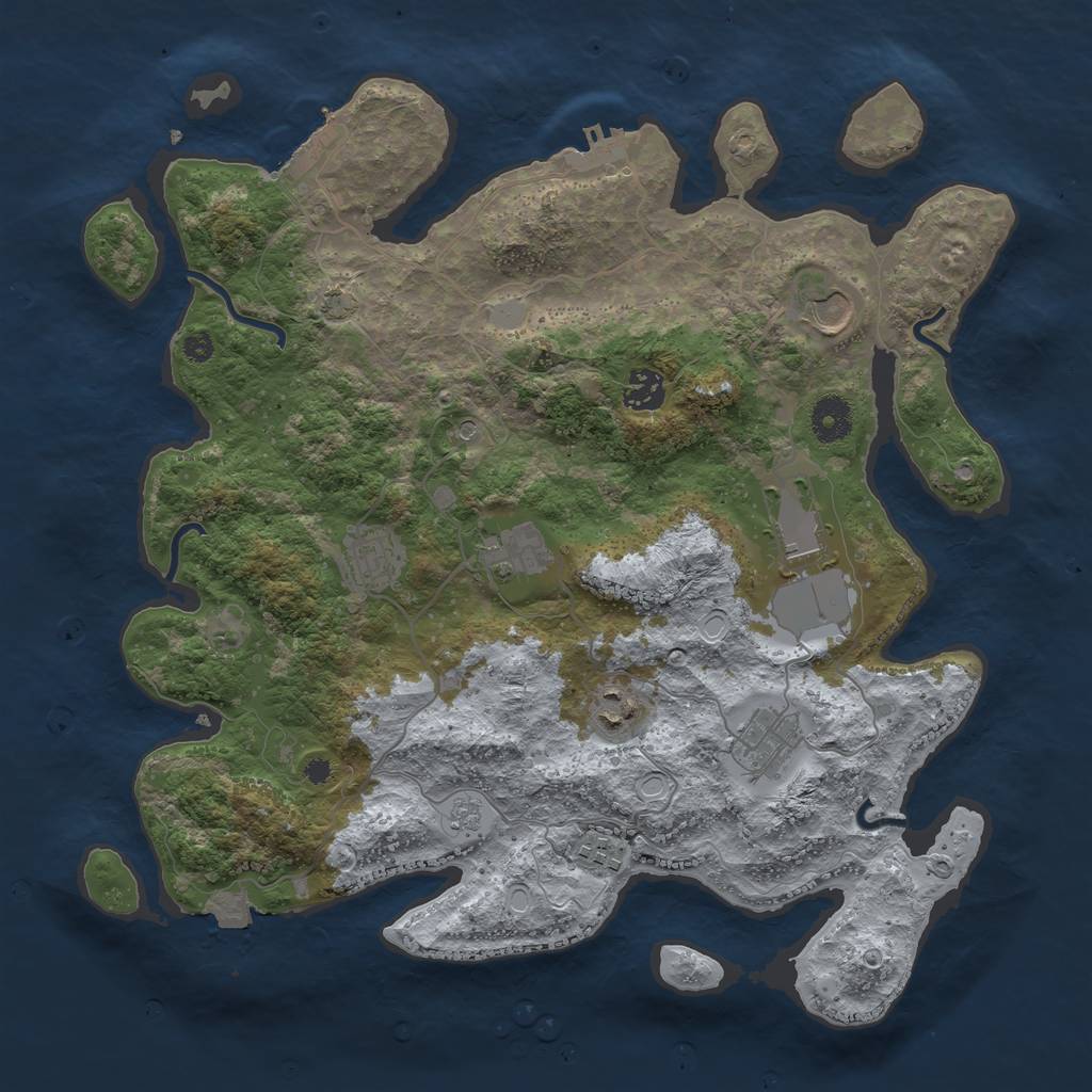 Rust Map: Procedural Map, Size: 3750, Seed: 1699068314, 16 Monuments